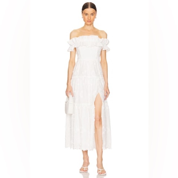 Astr White Off-Shoulder Midi Dress - Picture 2 of 10